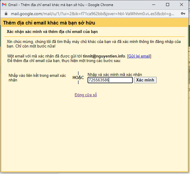 Gửi nhận Email-server từ Google mail