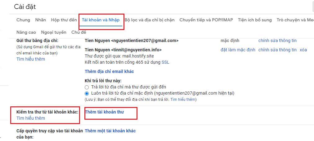 Gửi nhận Email-server từ Google mail