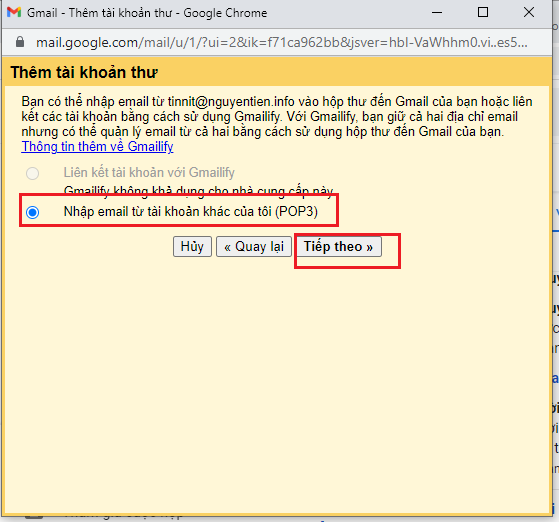 Gửi nhận Email-server từ Google mail