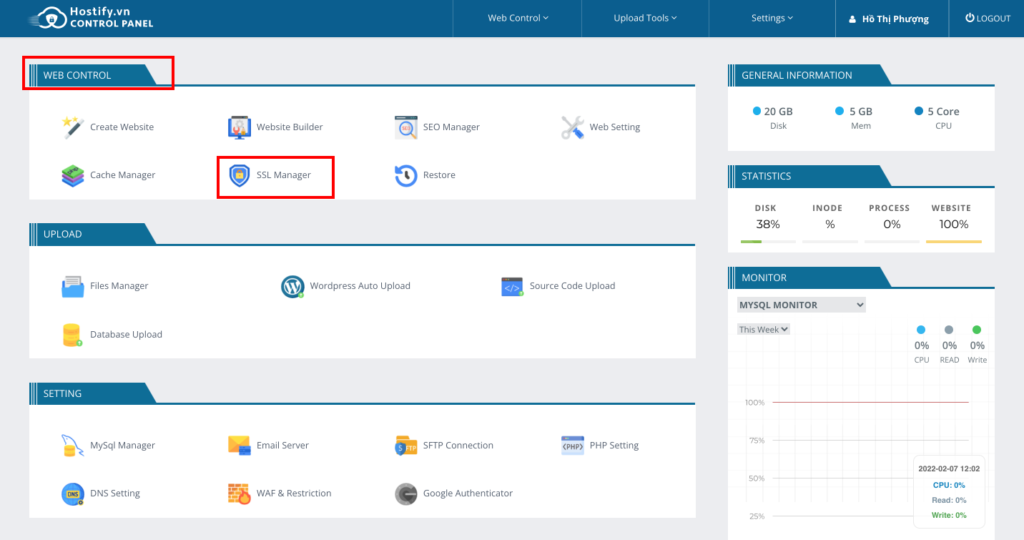 Hướng dẫn cài SSL lên web bên hosting Hostify