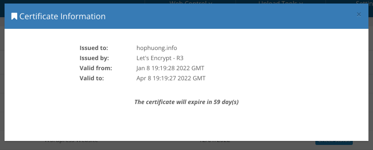 Hướng dẫn cài SSL lên web bên hosting Hostify
