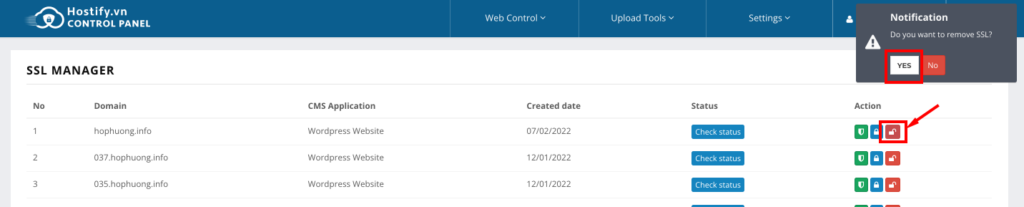 Hướng dẫn cài SSL lên web bên hosting Hostify