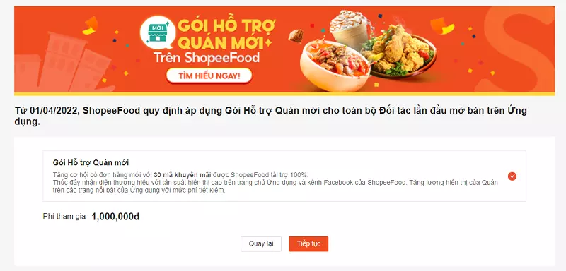 Đăng ký bán hàng trên shoppe food