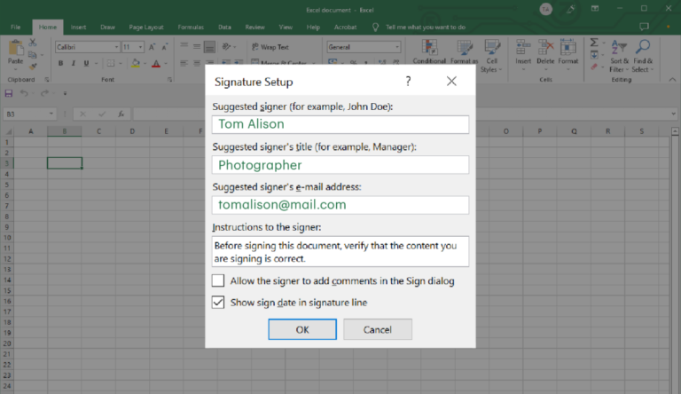 Hướng dẫn tạo chữ ký điện tử trong Excel