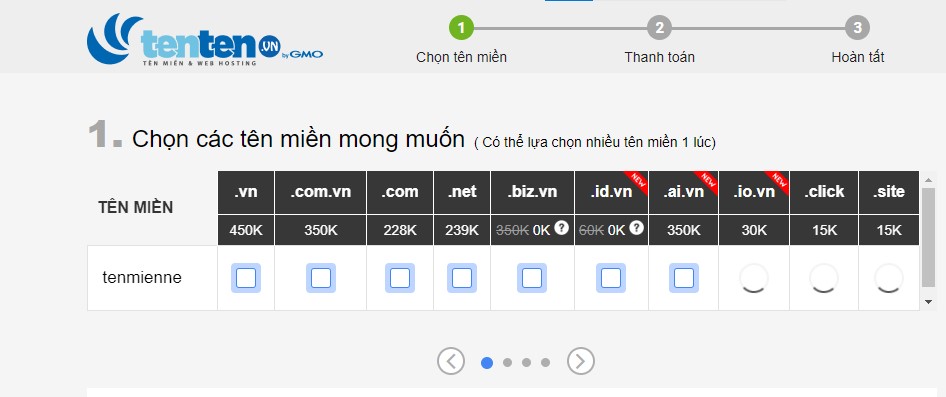 Hướng dẫn chi tiết đăng ký tên miền .vn tại Tenten.vn